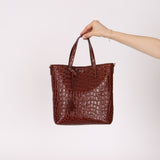 Saint Laurent Croc Embossed Toy Shopping Tote - FashioNica