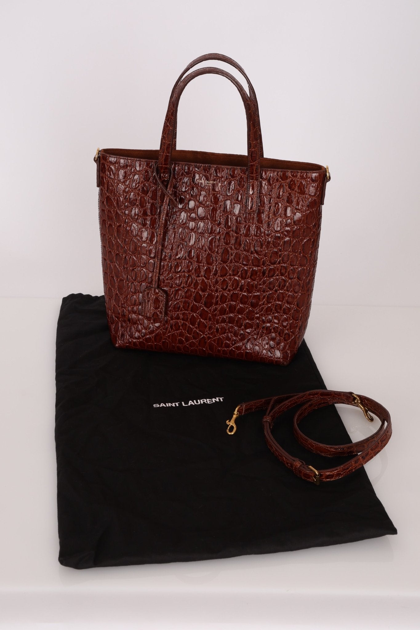 Saint Laurent Croc Embossed Toy Shopping Tote - FashioNica