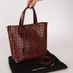 Saint Laurent Croc Embossed Toy Shopping Tote - FashioNica