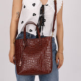 Saint Laurent Croc Embossed Toy Shopping Tote - FashioNica