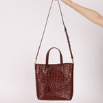 Saint Laurent Croc Embossed Toy Shopping Tote - FashioNica