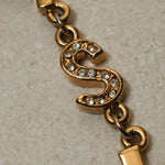 Saint Laurent Crystal Logo Pendant Necklace - FashioNica