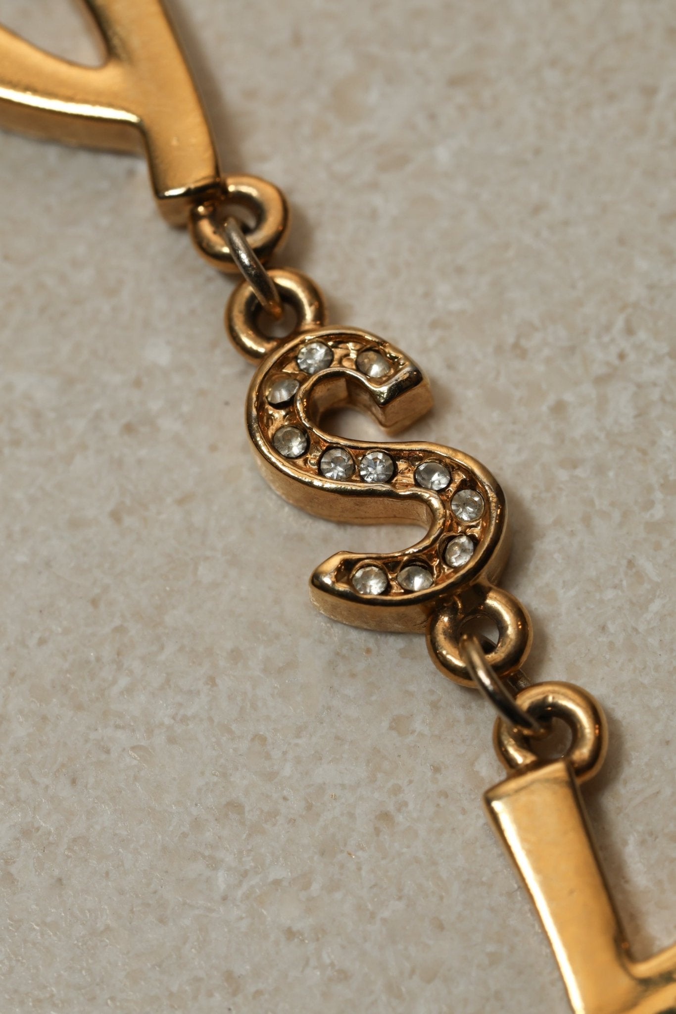 Saint Laurent Crystal Logo Pendant Necklace - FashioNica