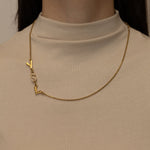 Saint Laurent Crystal Logo Pendant Necklace - FashioNica