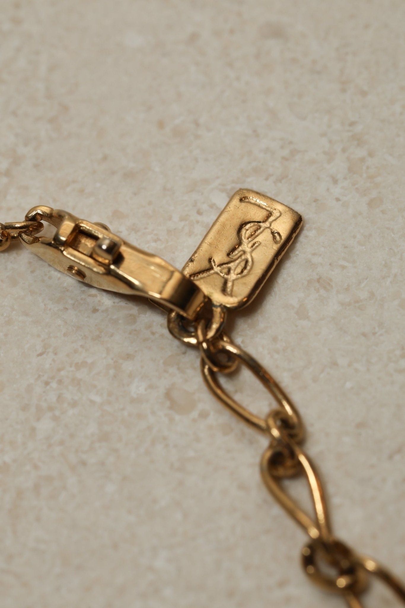 Saint Laurent Crystal Logo Pendant Necklace - FashioNica