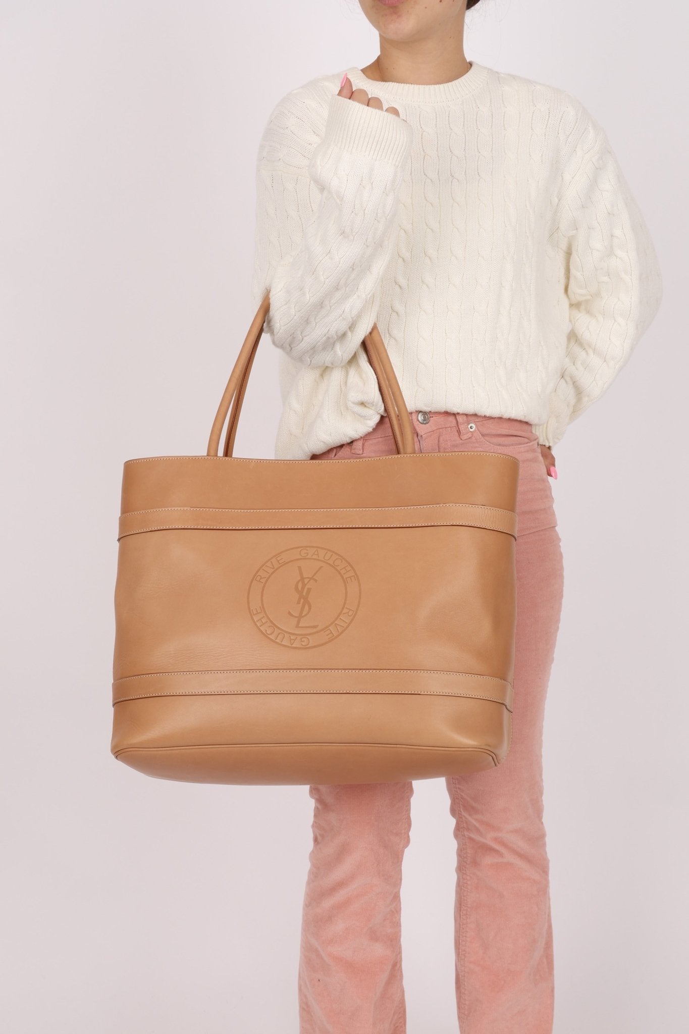 Saint Laurent Natural Leather Rive Gauche Large Tote - FashioNica