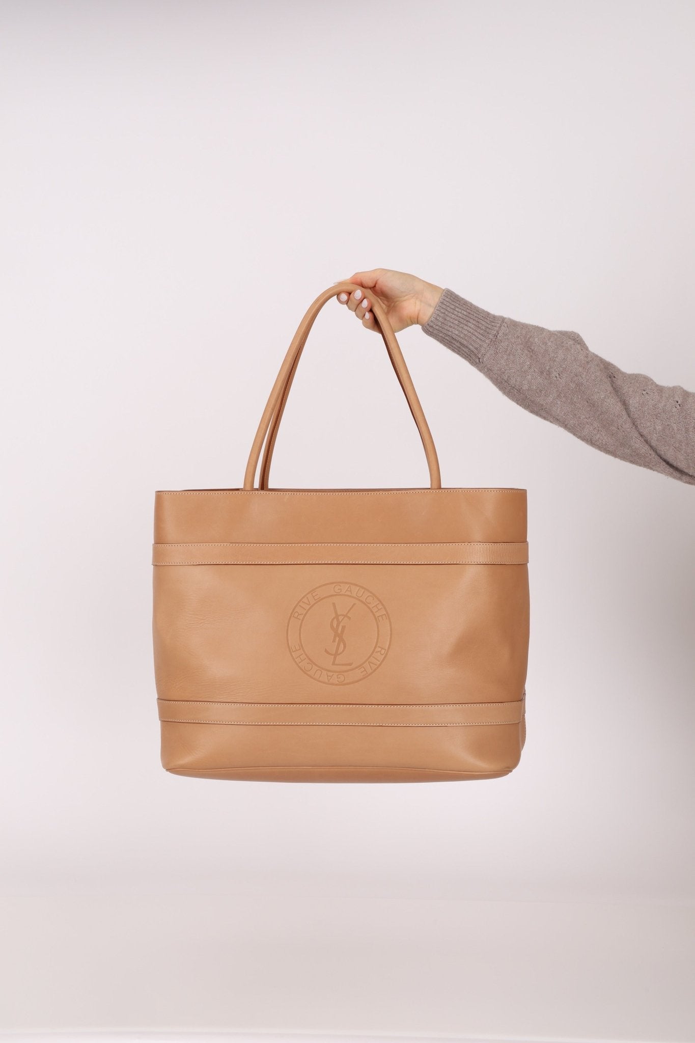 Saint Laurent Natural Leather Rive Gauche Large Tote - FashioNica