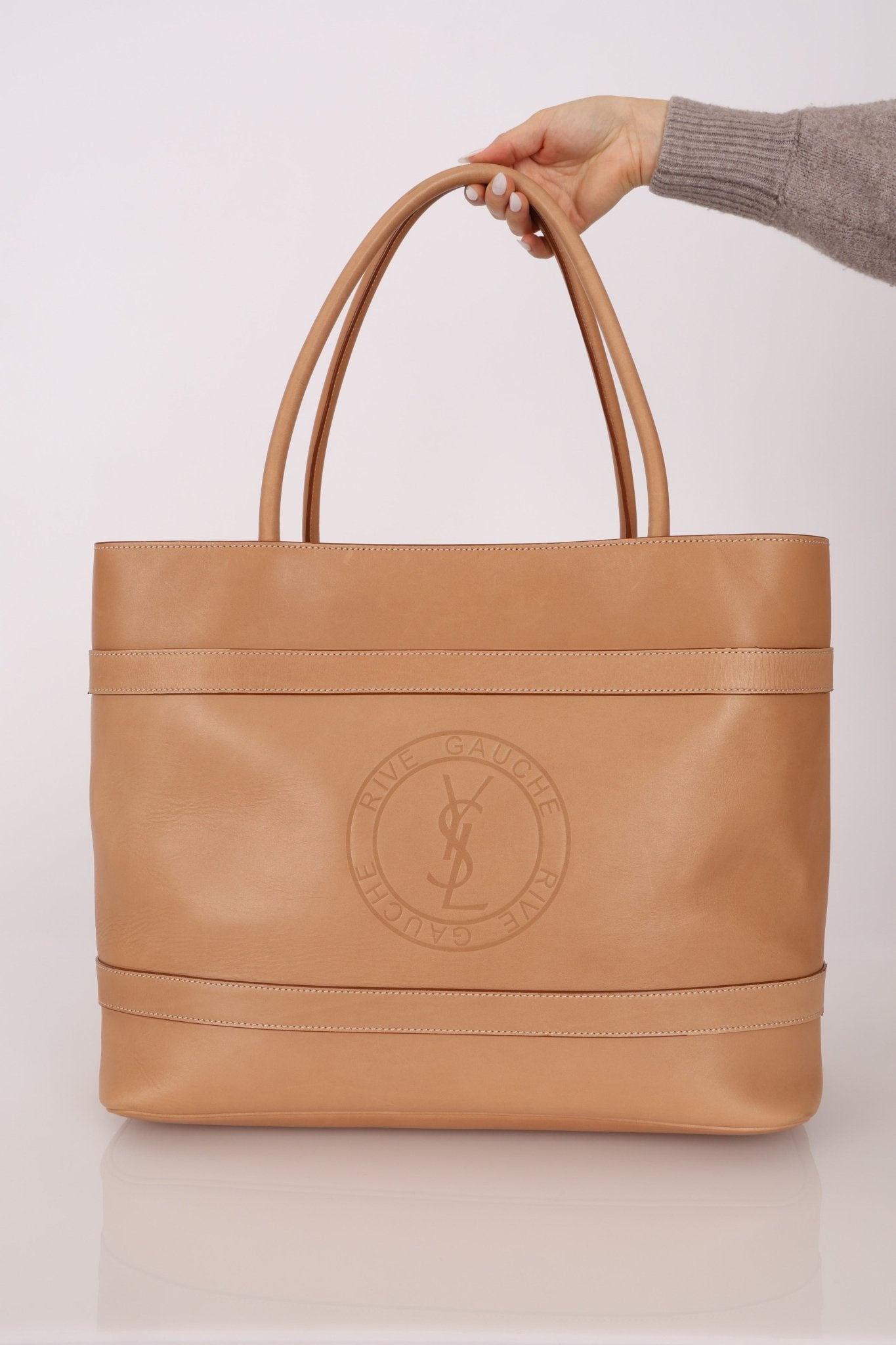 Saint Laurent Natural Leather Rive Gauche Large Tote - FashioNica