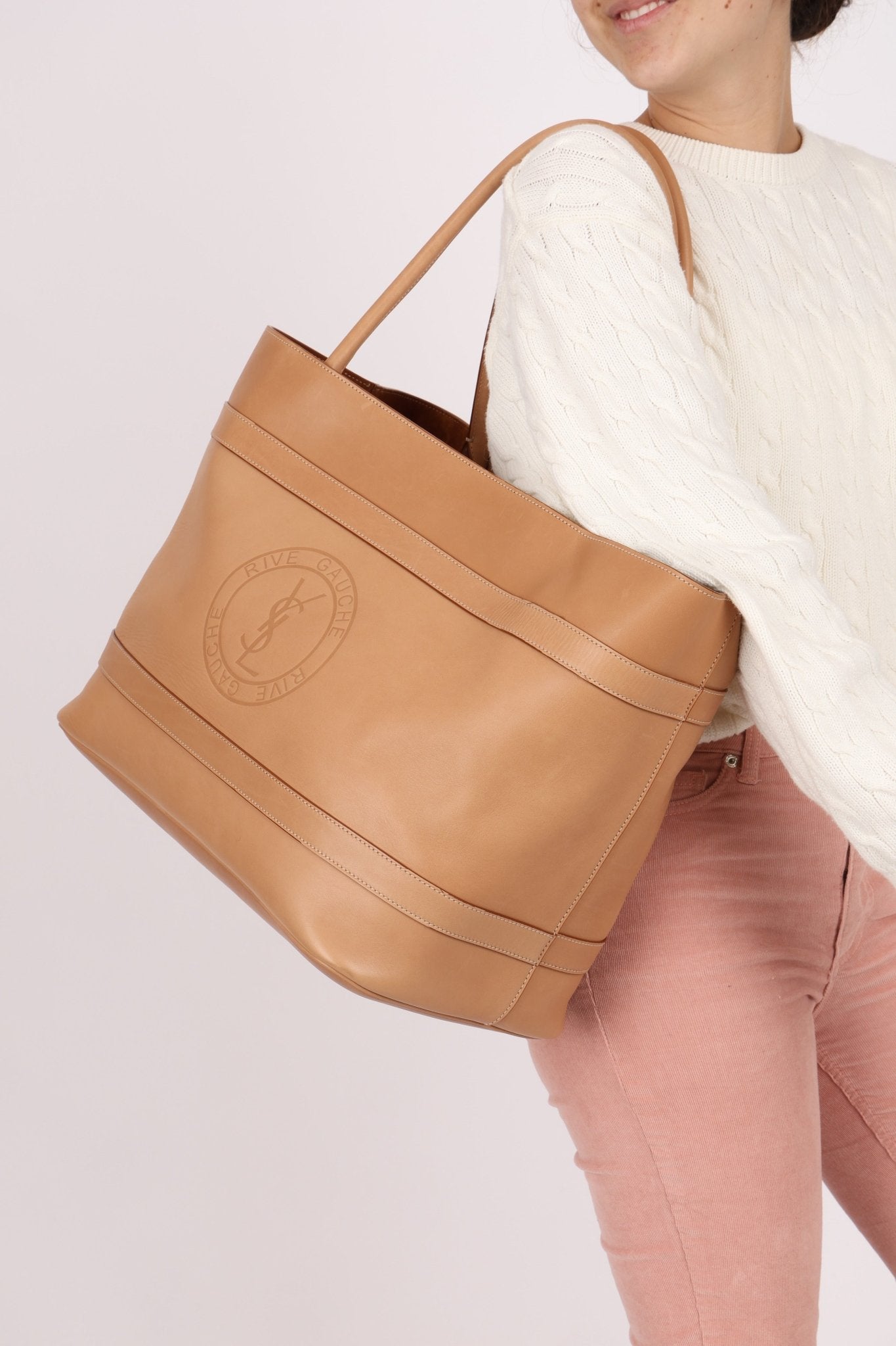 Saint Laurent Natural Leather Rive Gauche Large Tote - FashioNica