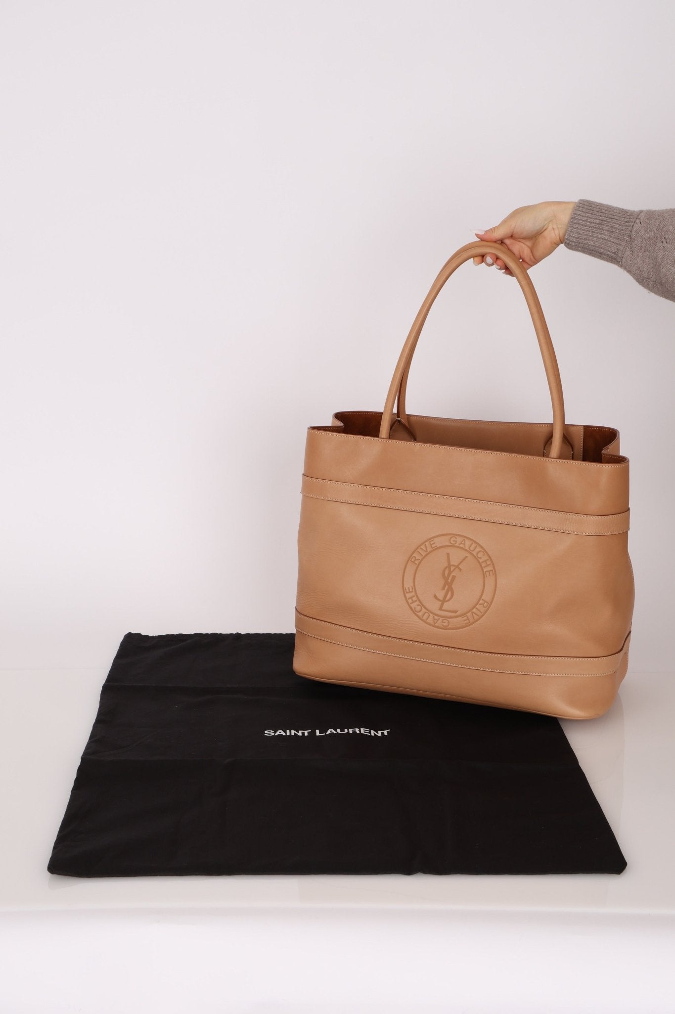 Saint Laurent Natural Leather Rive Gauche Large Tote - FashioNica