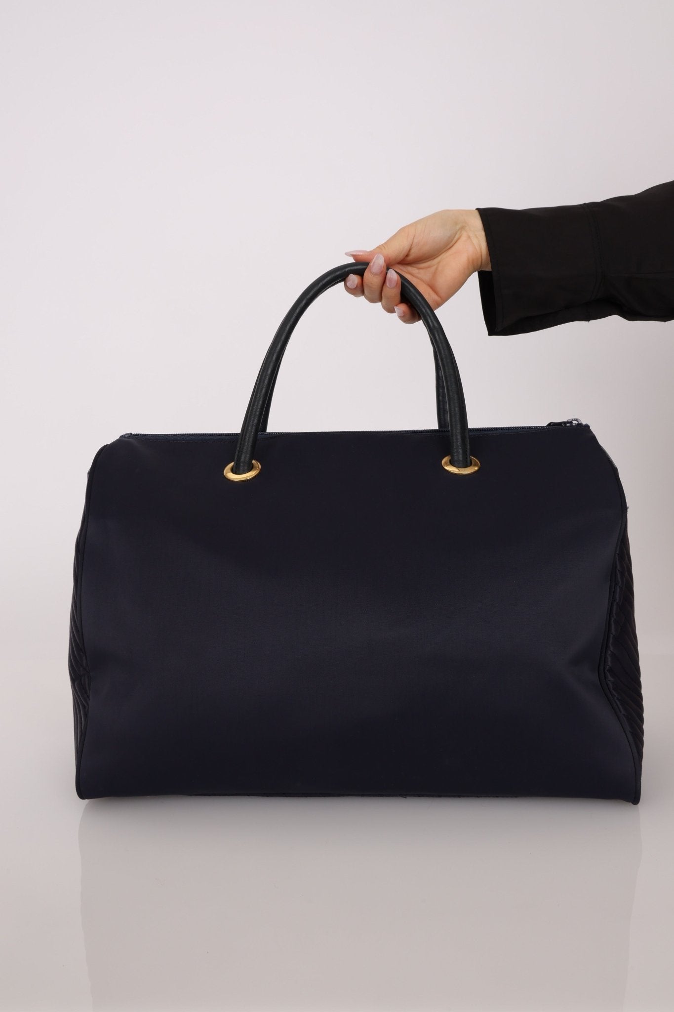 Saint Laurent Navy Nylon Cassandra Boston Bag - FashioNica