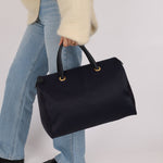 Saint Laurent Navy Nylon Cassandra Boston Bag - FashioNica