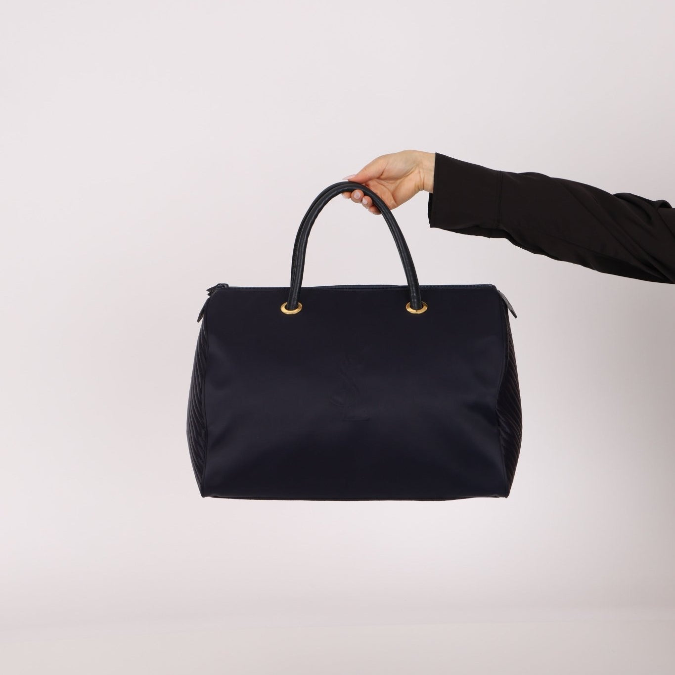 Saint Laurent Navy Nylon Cassandra Boston Bag - FashioNica