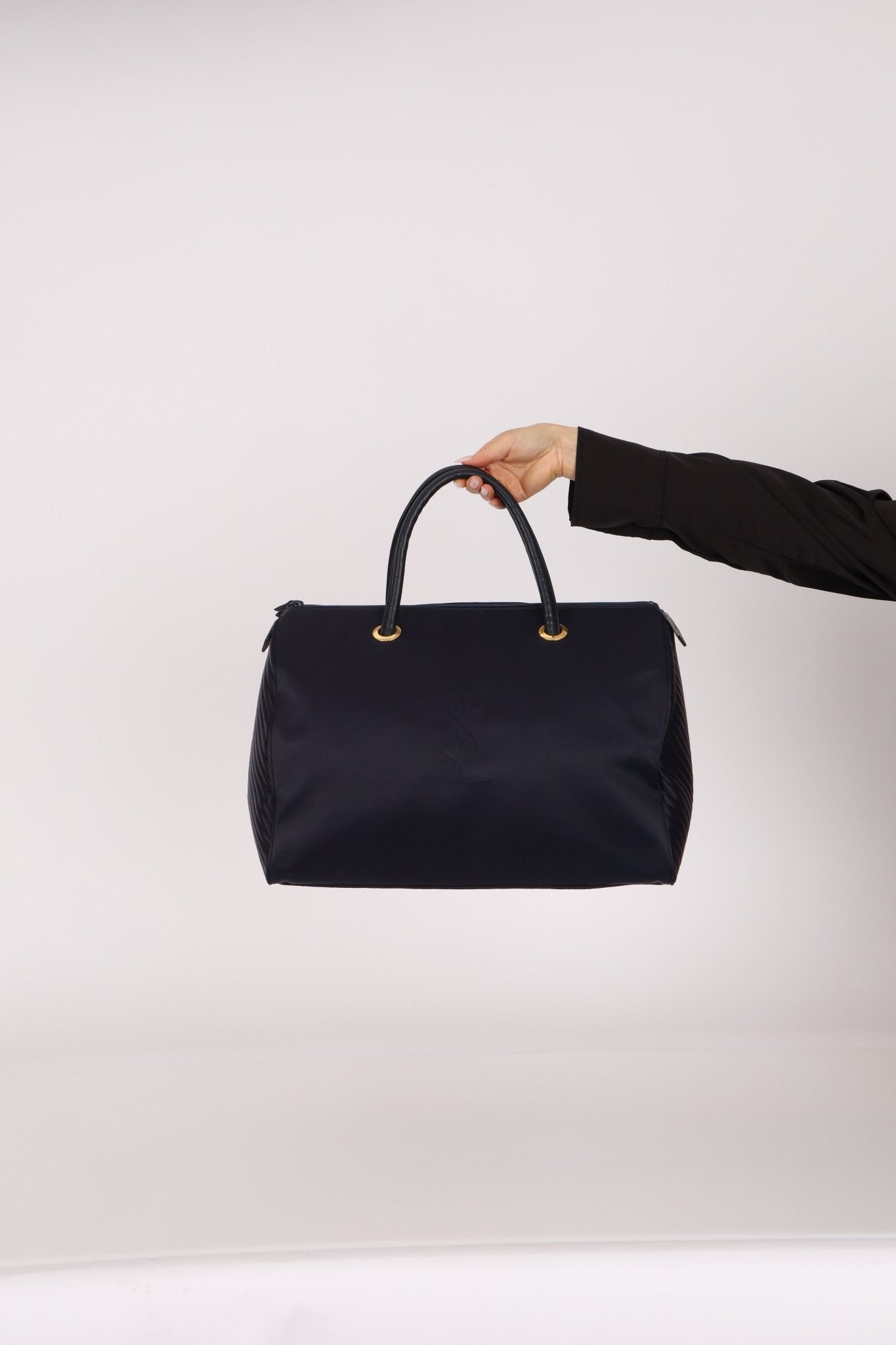 Saint Laurent Navy Nylon Cassandra Boston Bag - FashioNica