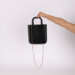 Saint Laurent Patent Logo Embossed Shopper Tote with Chain - FashioNica