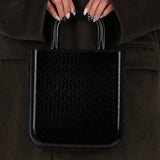 Saint Laurent Patent Logo Embossed Shopper Tote with Chain - FashioNica