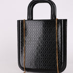Saint Laurent Patent Logo Embossed Shopper Tote with Chain - FashioNica