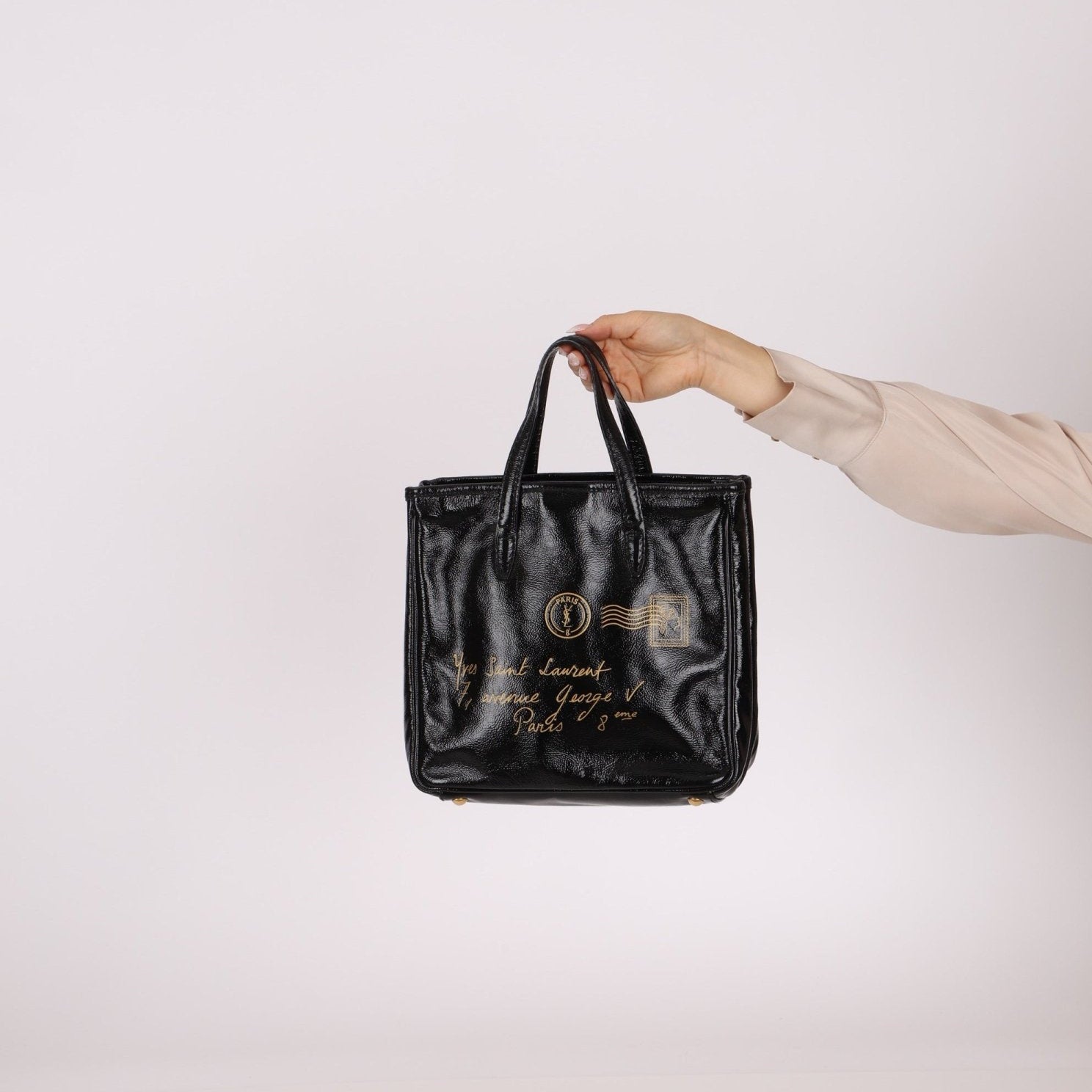 Saint Laurent Patent Mail Tote - FashioNica