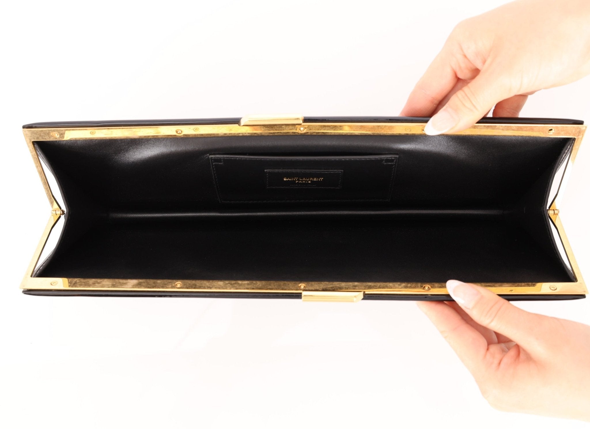 Saint Laurent Patent Midnight Clutch - FashioNica