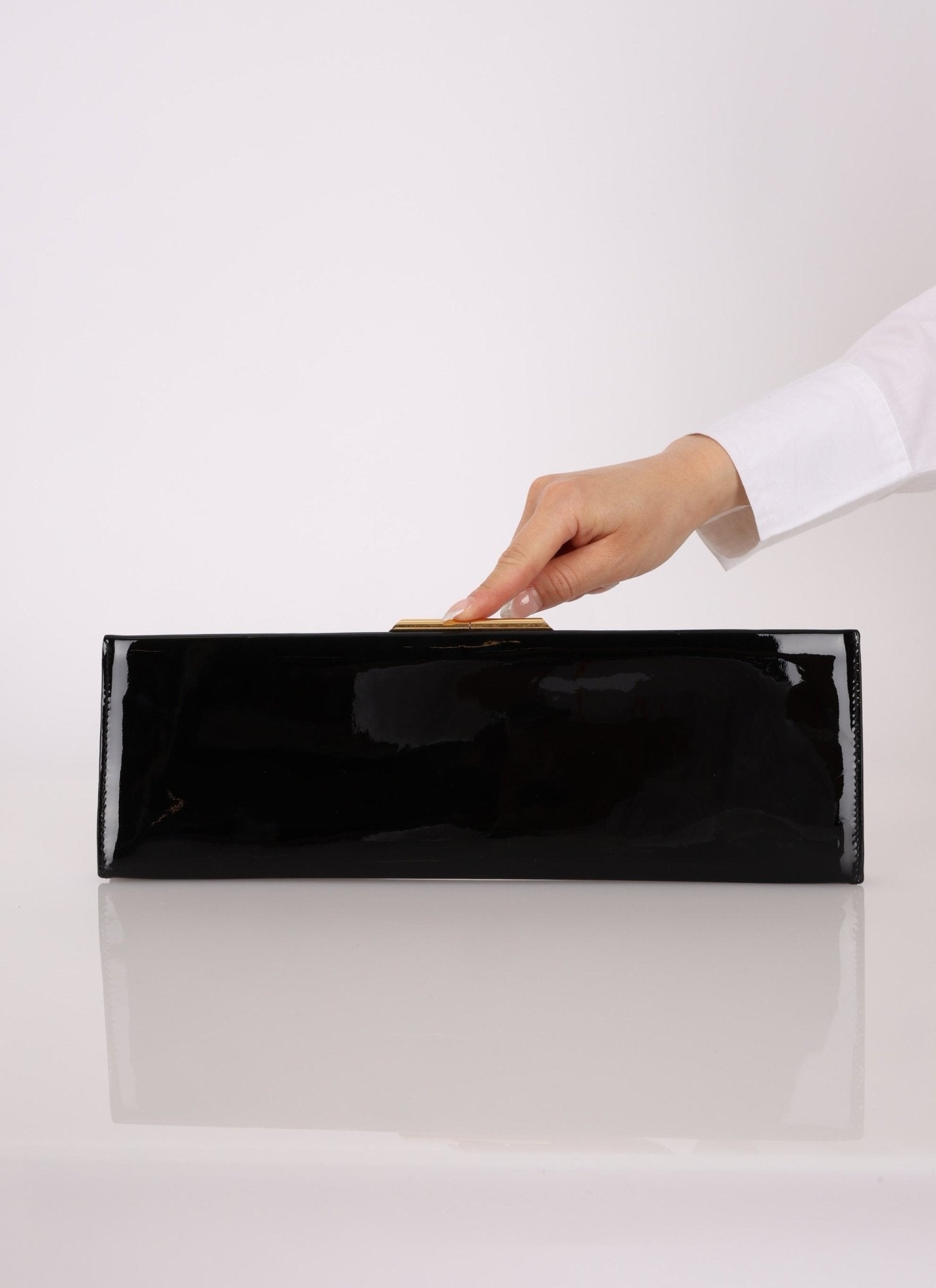 Saint Laurent Patent Midnight Clutch - FashioNica