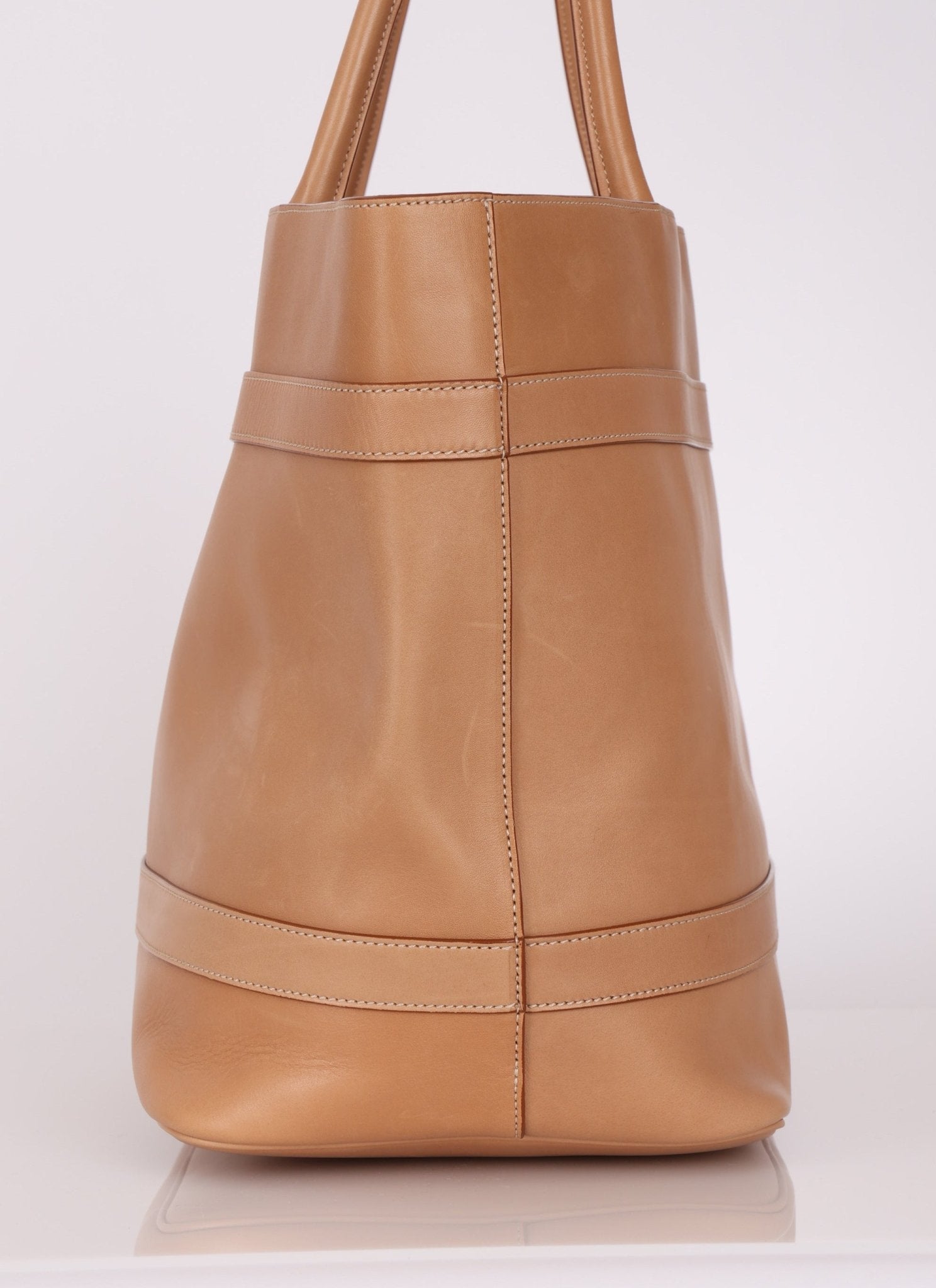 Saint Laurent Rive Gauche Tote Tag in Vegetable - Tanned Leather - FashioNica