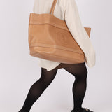 Saint Laurent Rive Gauche Tote Tag in Vegetable - Tanned Leather - FashioNica