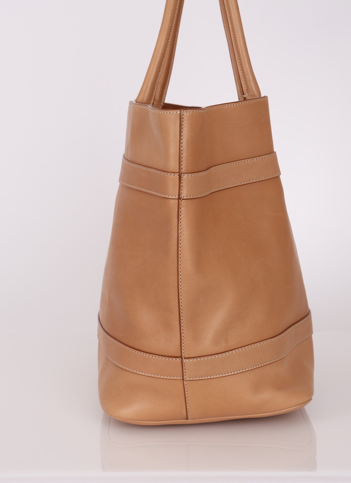 Saint Laurent Rive Gauche Tote Tag in Vegetable - Tanned Leather - FashioNica