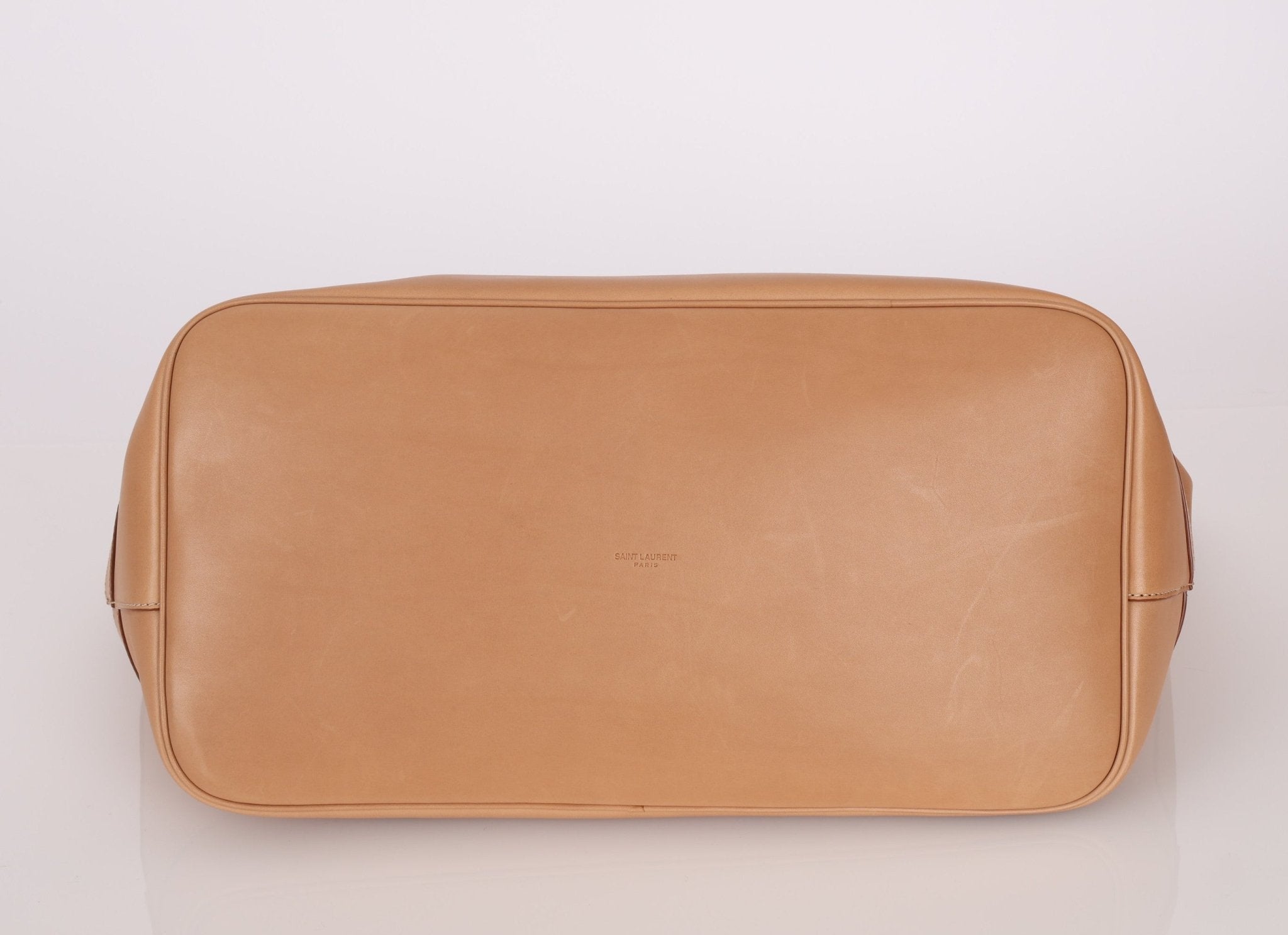 Saint Laurent Rive Gauche Tote Tag in Vegetable - Tanned Leather - FashioNica