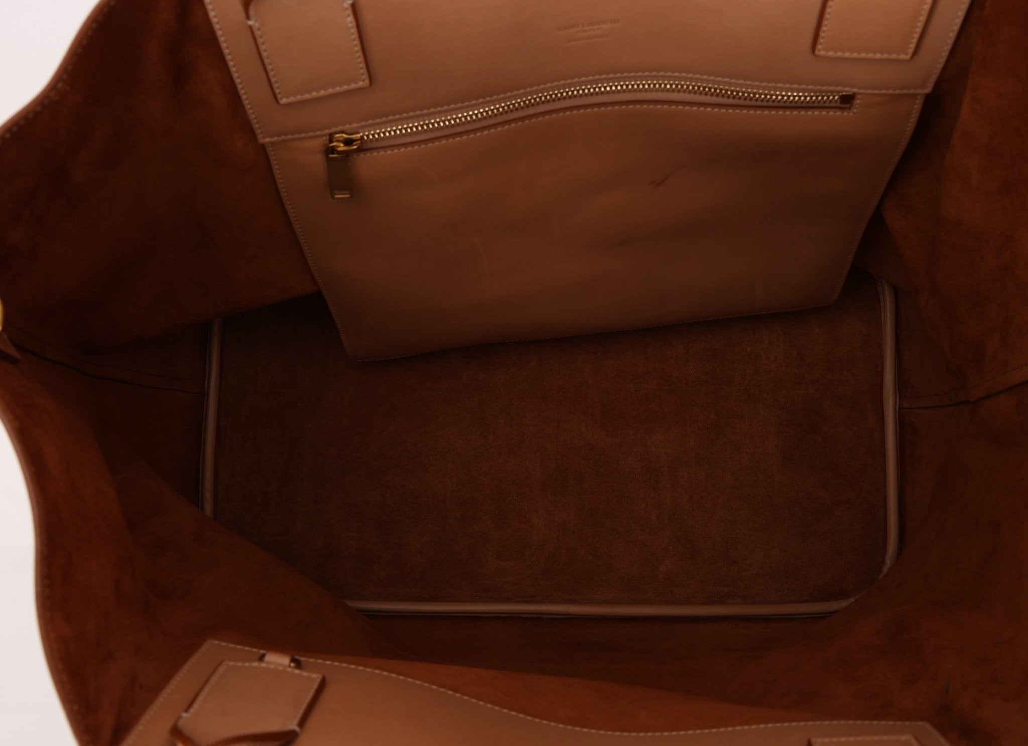 Saint Laurent Rive Gauche Tote Tag in Vegetable - Tanned Leather - FashioNica