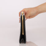 Saint Laurent Runway Croc Embossed Midnight Clutch - FashioNica