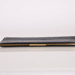 Saint Laurent Runway Croc Embossed Midnight Clutch - FashioNica