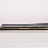 Saint Laurent Runway Croc Embossed Midnight Clutch - FashioNica