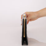 Saint Laurent Runway Croc Embossed Midnight Clutch - FashioNica