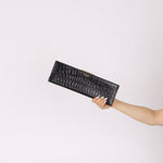 Saint Laurent Runway Croc Embossed Midnight Clutch - FashioNica