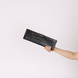 Saint Laurent Runway Croc Embossed Midnight Clutch - FashioNica