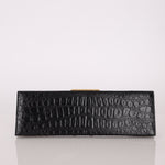 Saint Laurent Runway Croc Embossed Midnight Clutch - FashioNica