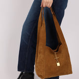 Saint Laurent Tanger Suede Hobo - FashioNica