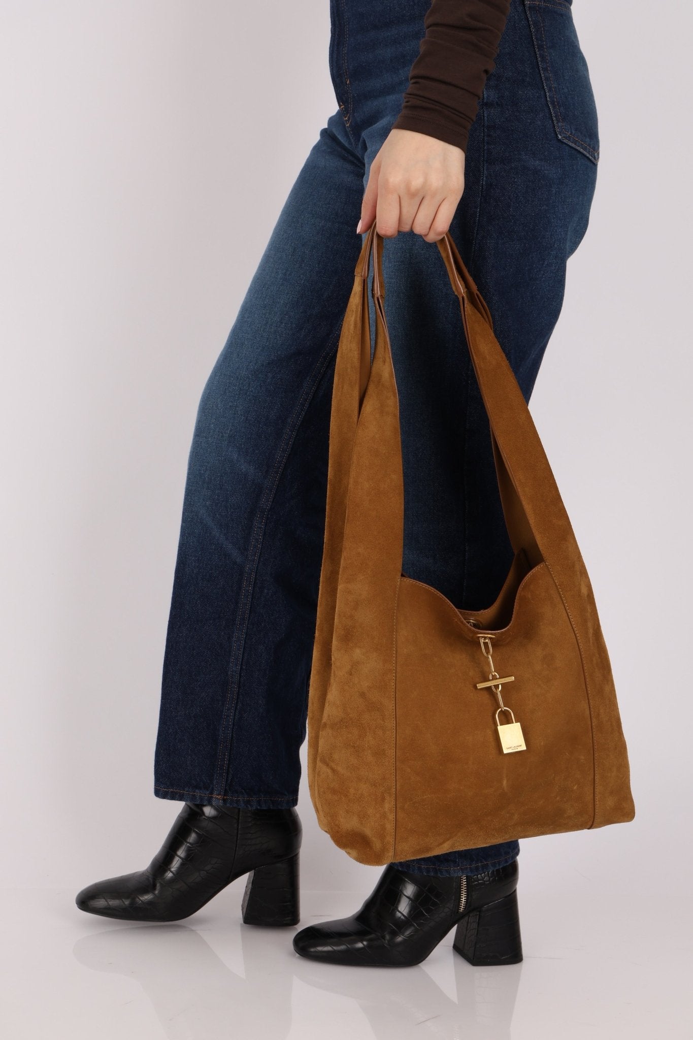 Saint Laurent Tanger Suede Hobo - FashioNica