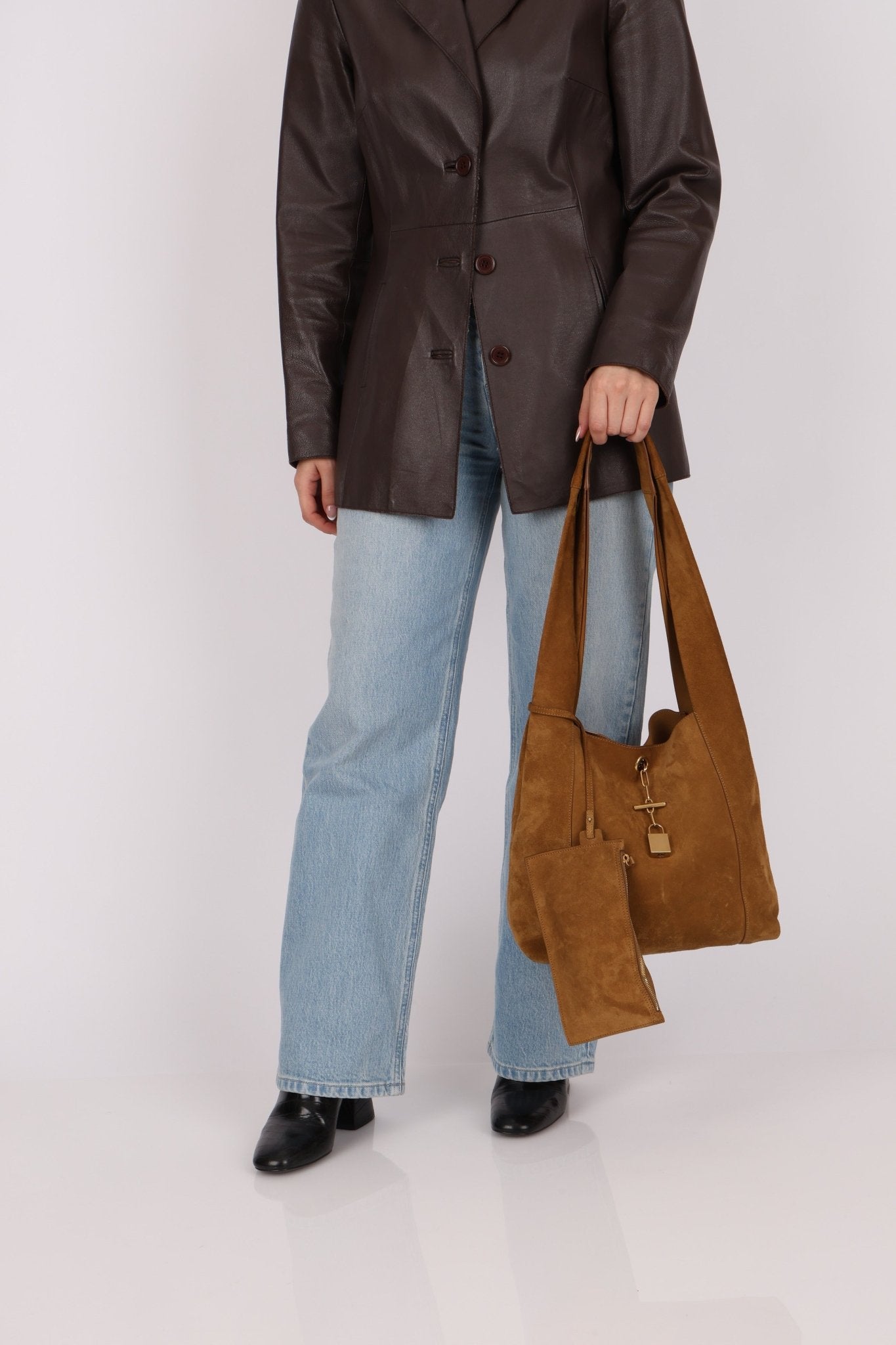 Saint Laurent Tanger Suede Hobo - FashioNica