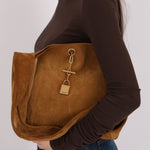 Saint Laurent Tanger Suede Hobo - FashioNica