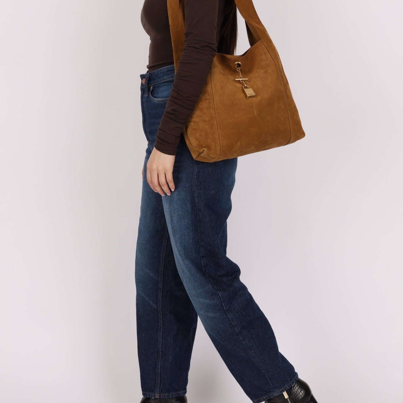 Saint Laurent Tanger Suede Hobo - FashioNica