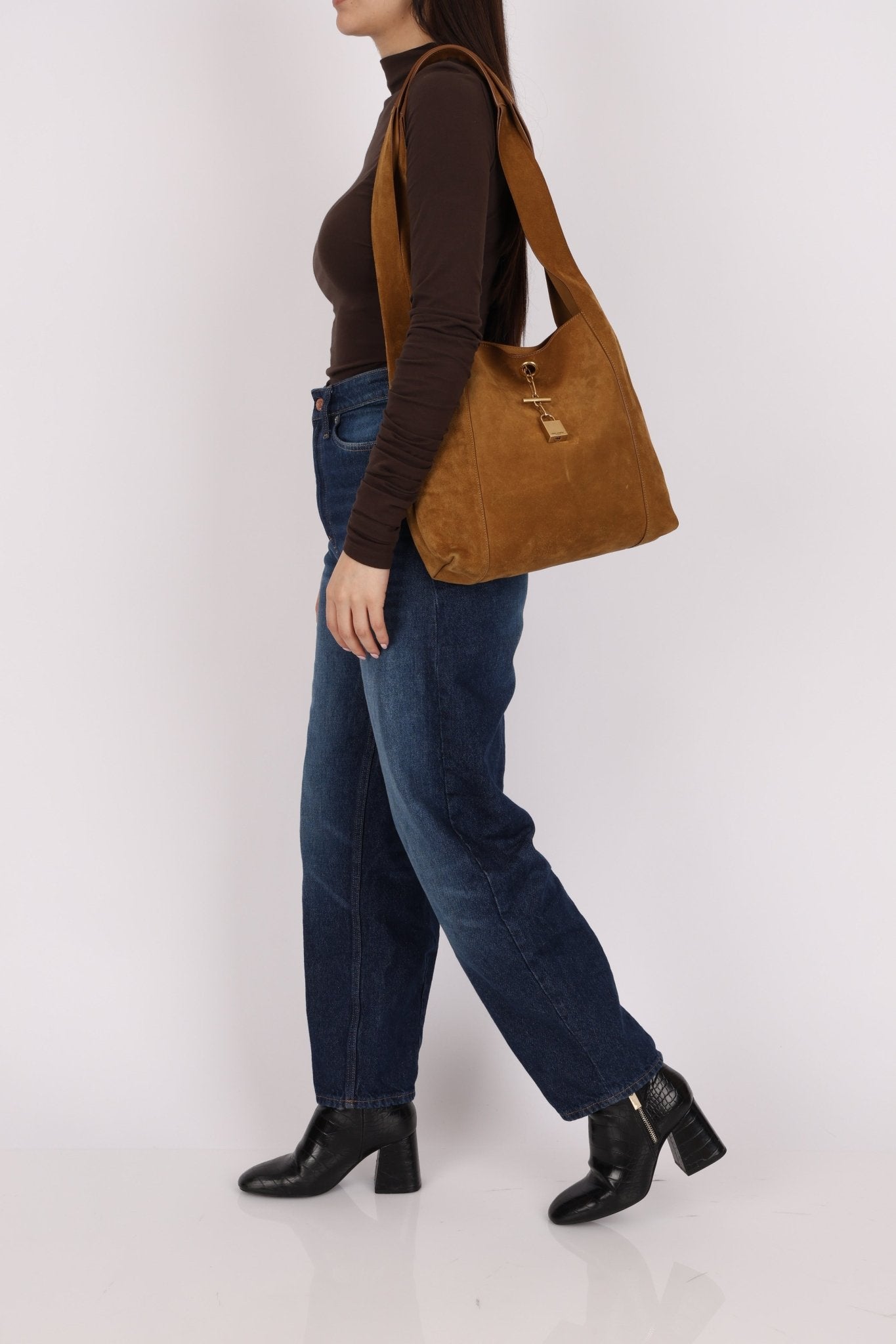 Saint Laurent Tanger Suede Hobo - FashioNica