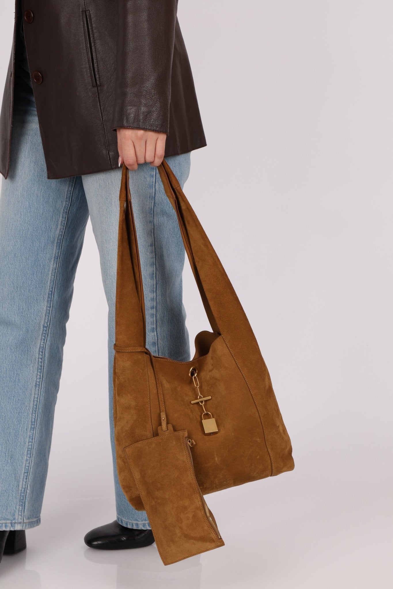 Saint Laurent Tanger Suede Hobo - FashioNica
