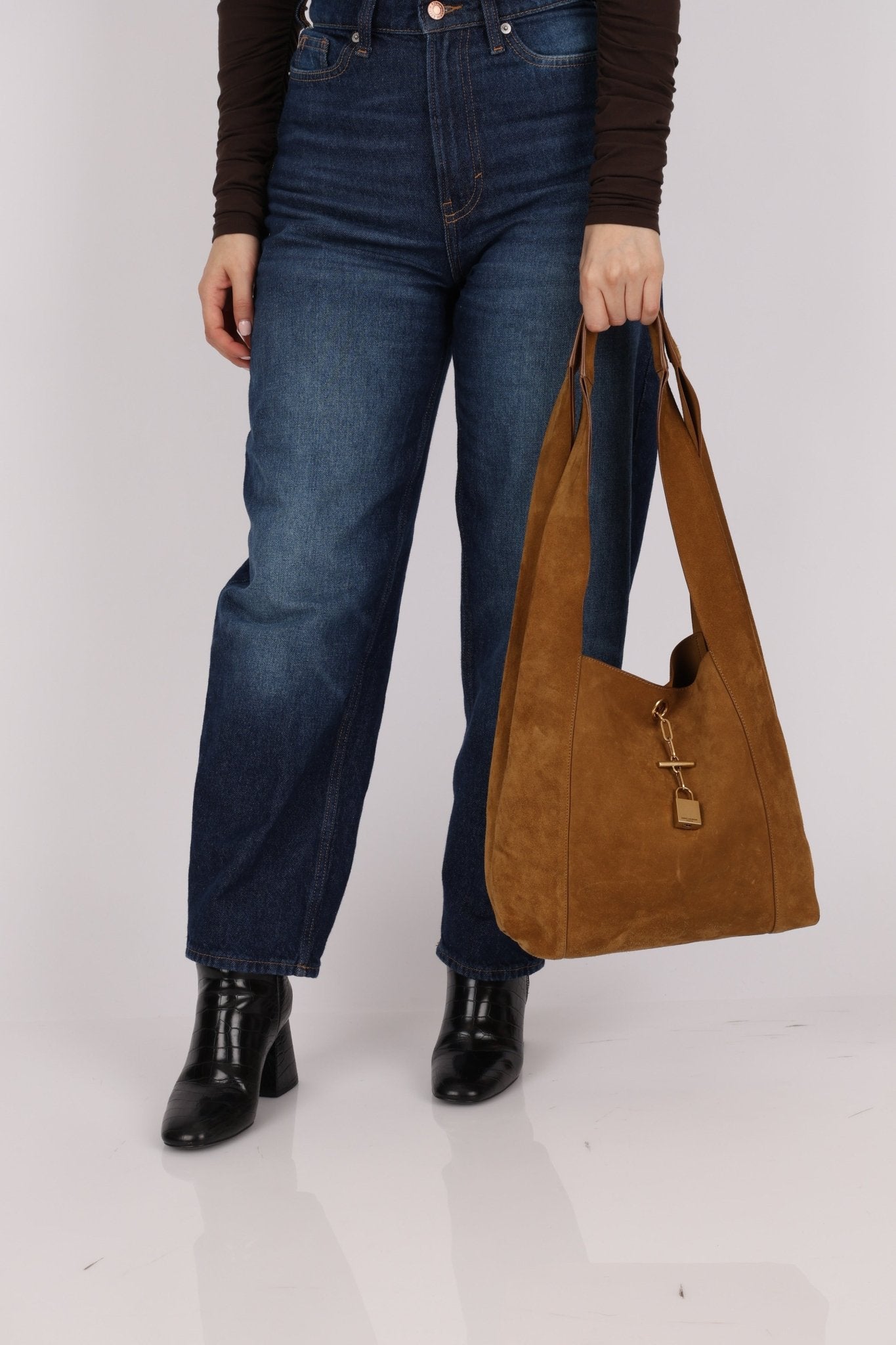 Saint Laurent Tanger Suede Hobo - FashioNica