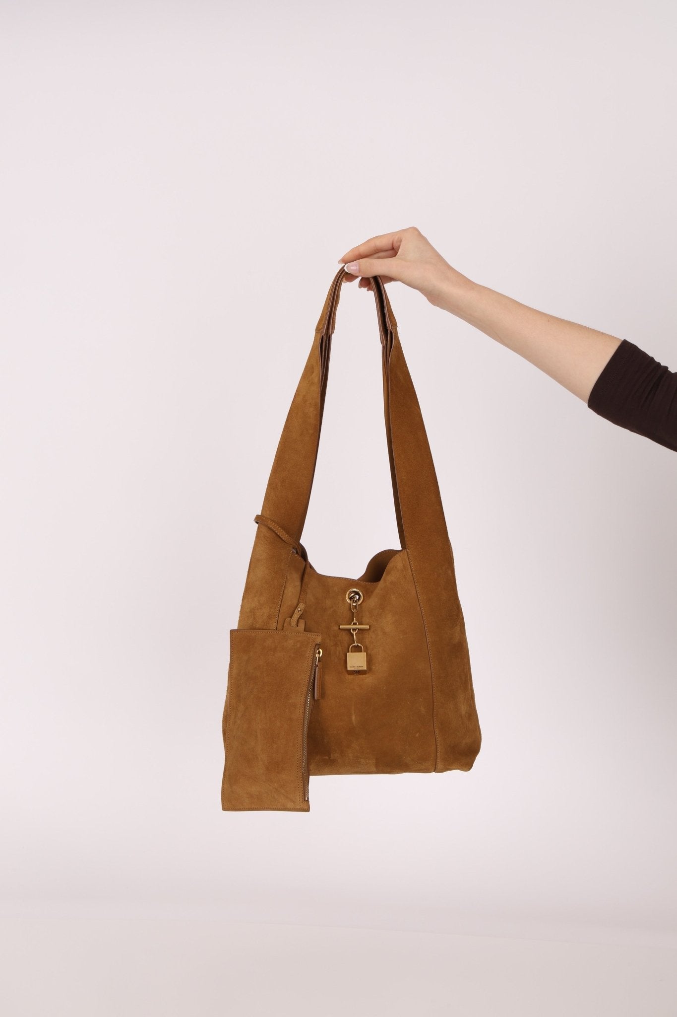 Saint Laurent Tanger Suede Hobo - FashioNica