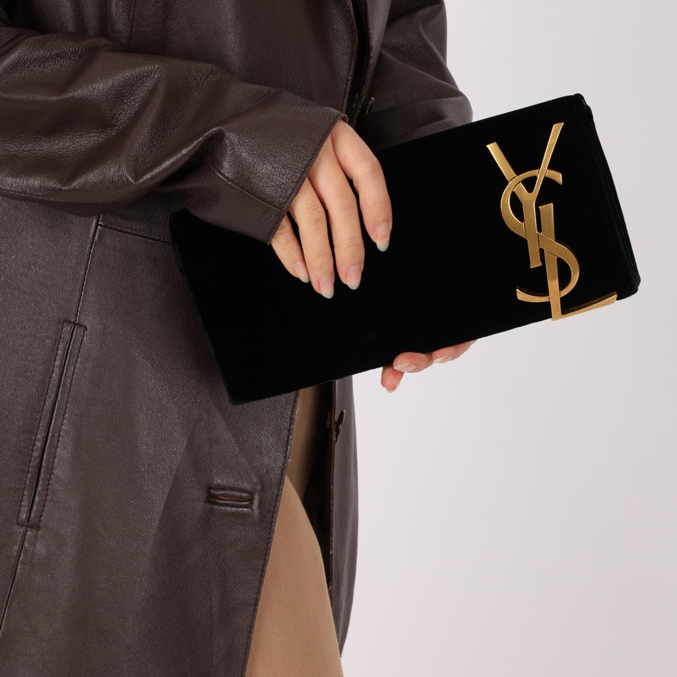 Saint Laurent Velour Smoking Clutch - FashioNica