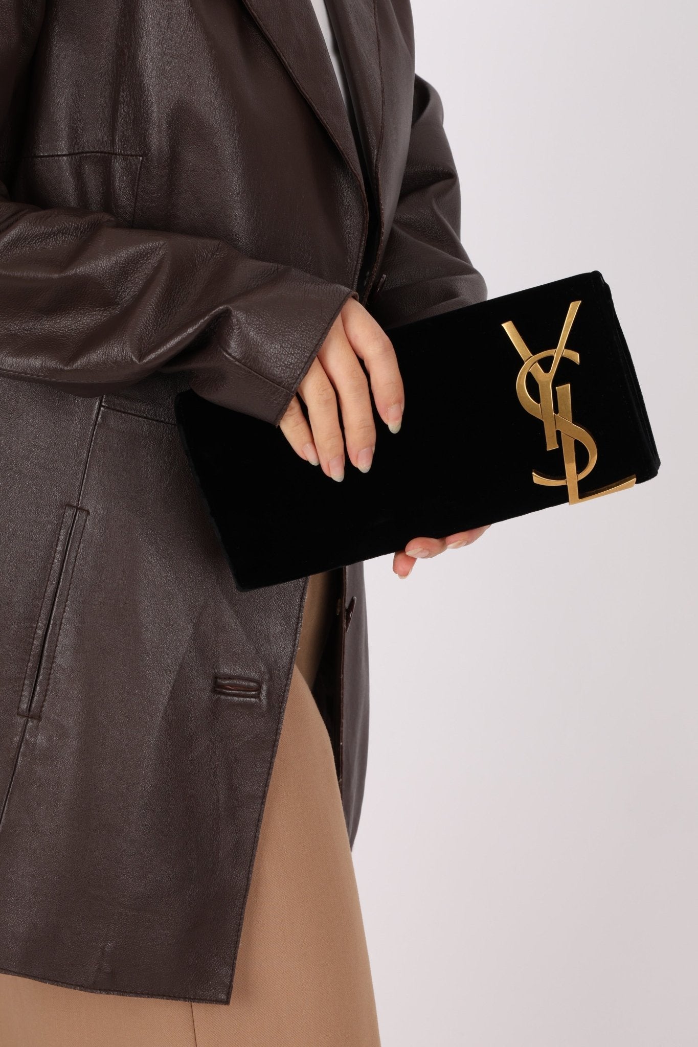 Saint Laurent Velour Smoking Clutch - FashioNica