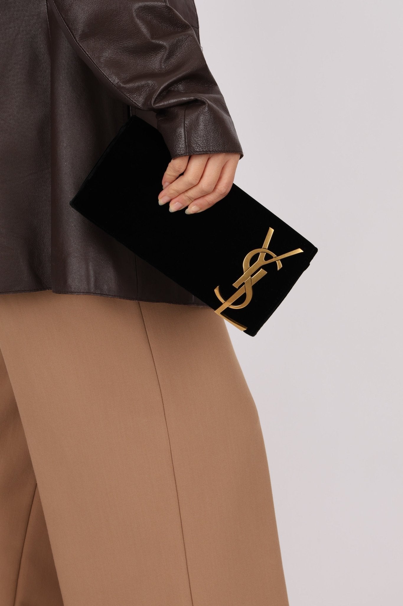 Saint Laurent Velour Smoking Clutch - FashioNica