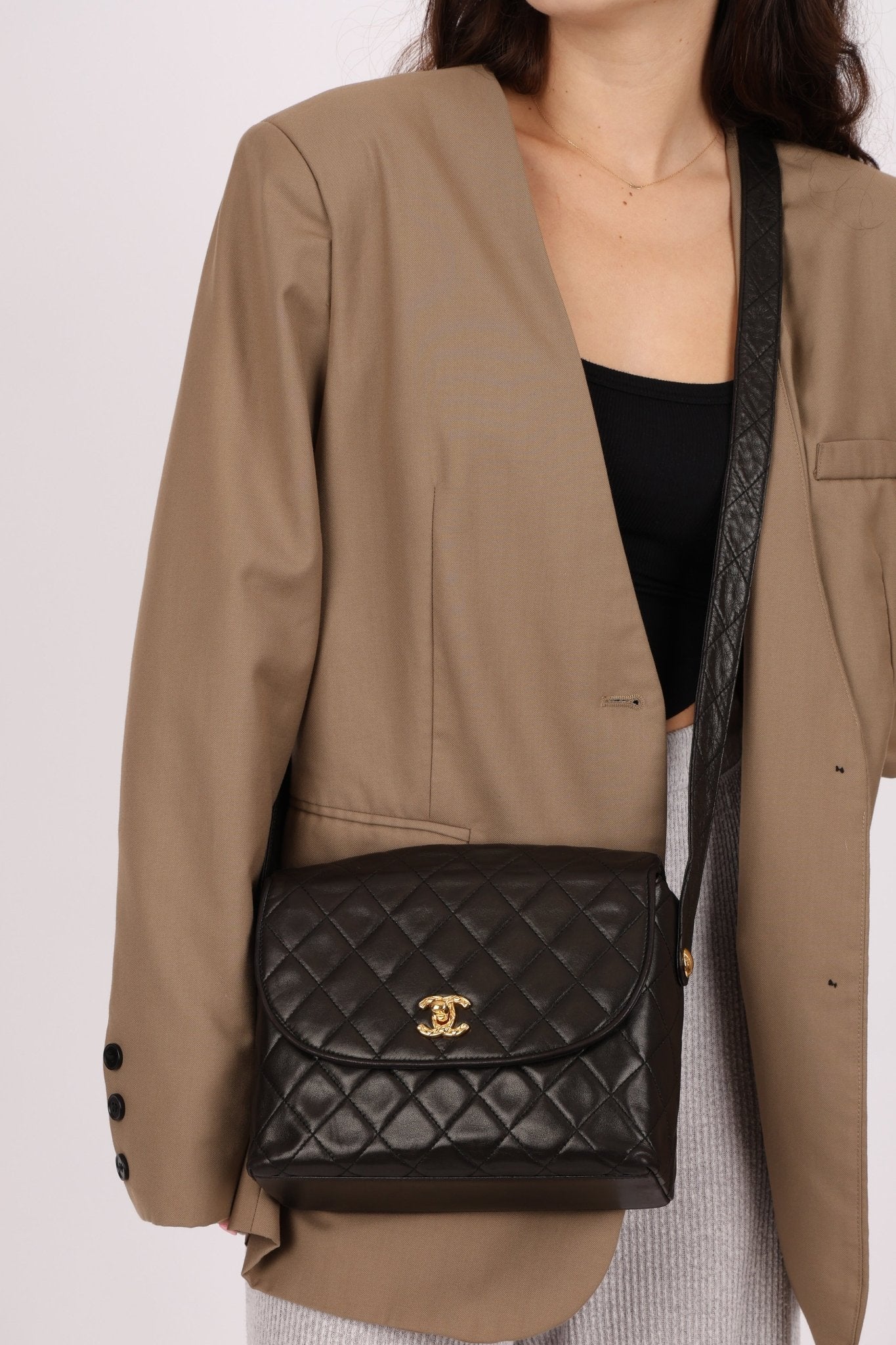 (SOLD) Chanel 1991 Lambskin Coco Crush Crossbody 24K GP - FashioNica