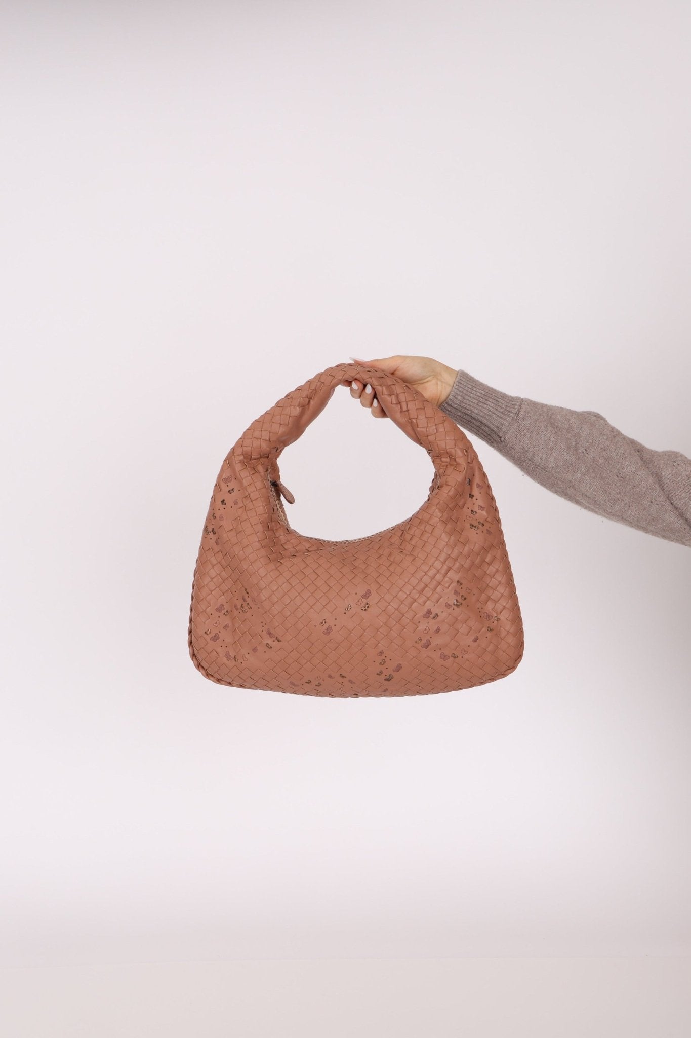 Ultra - Rare Bottega Veneta Medium Lambskin Exotic Butterfly Intrecciato Medium Hobo - FashioNica